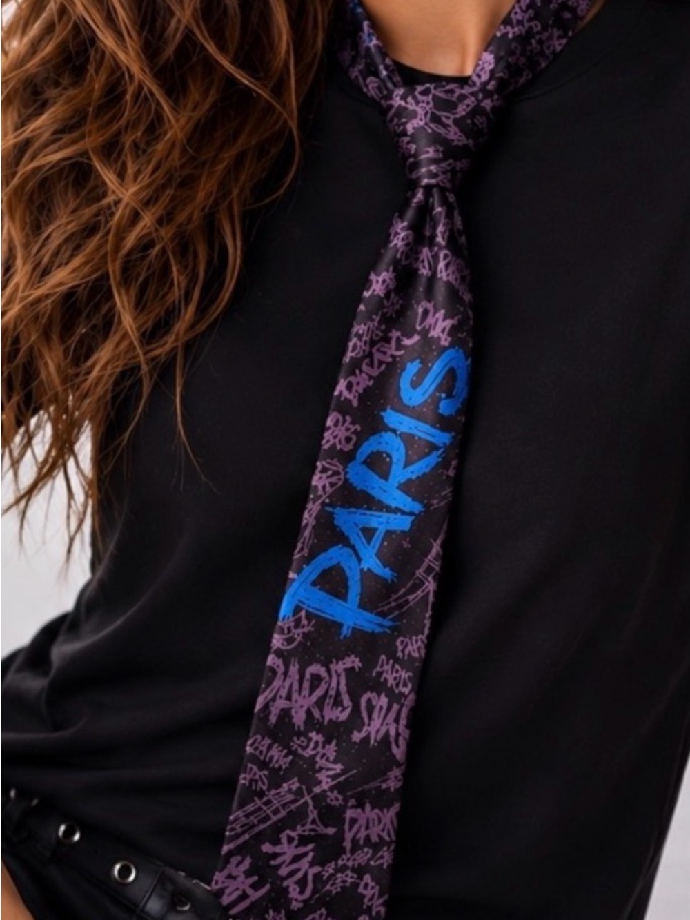 Robin Ruth Paris Graffiti Tie Black Blue Street Style Necktie